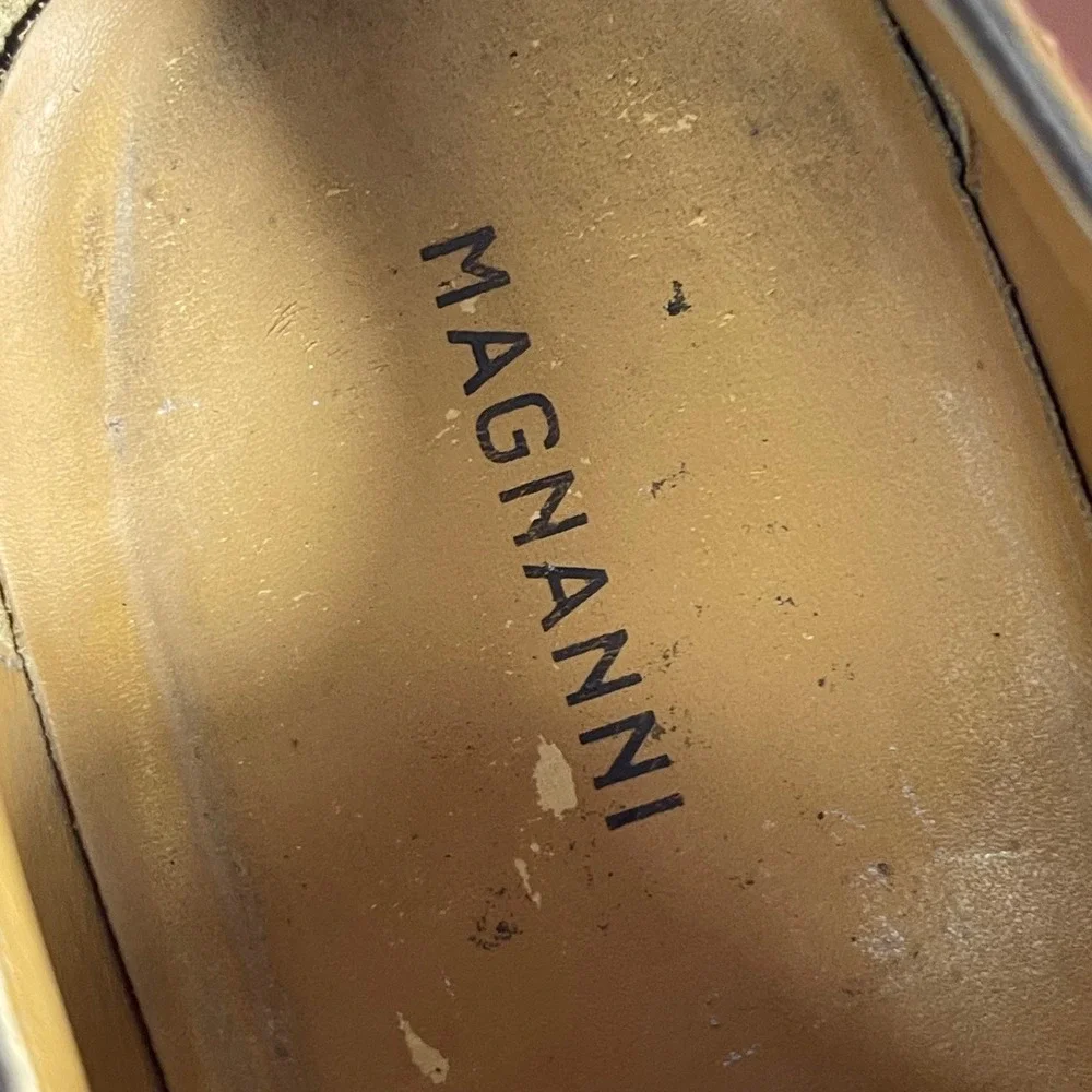 Magnanni Sergio 17529 Cognac Leather Wingtip Oxford Dress Shoes Men's 10 M